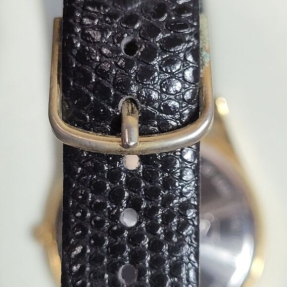 Caravelle By Bulova Watch Black Exotic Leather Band With Original Box - Picture 5 of 5